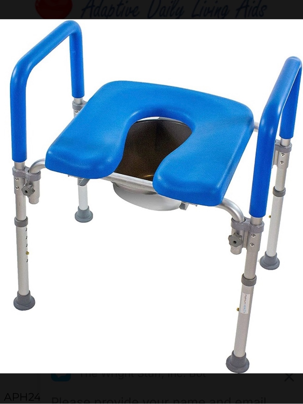 Adjustable Blue Commode Shower Chair - Lightweight Support Seat